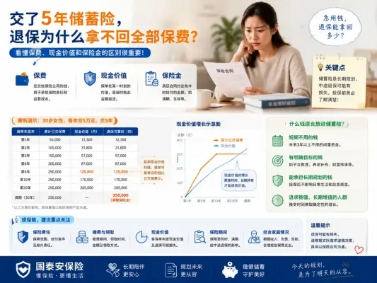 交了5年储蓄险突然急用钱，为什么退保拿回来的可能不是已交保费？