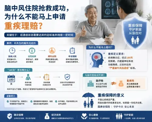 脑中风住院抢救成功，出院时却不能马上申请重疾理赔？关键可能在“180天以后”